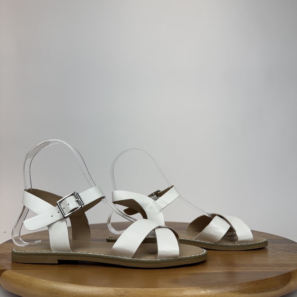 New Girls Big Kids Tucker + Tate Tarya White Strappy Adjustable Sandals Size 3 Y
